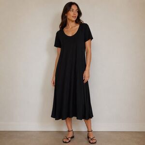 Natural Life NWT Black Midi Dress 100% Cotton Minimalist Summer Comfy Sz Small